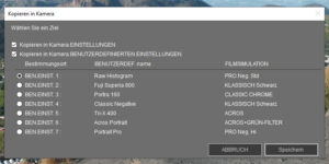 Einstellungen X Raw Studio